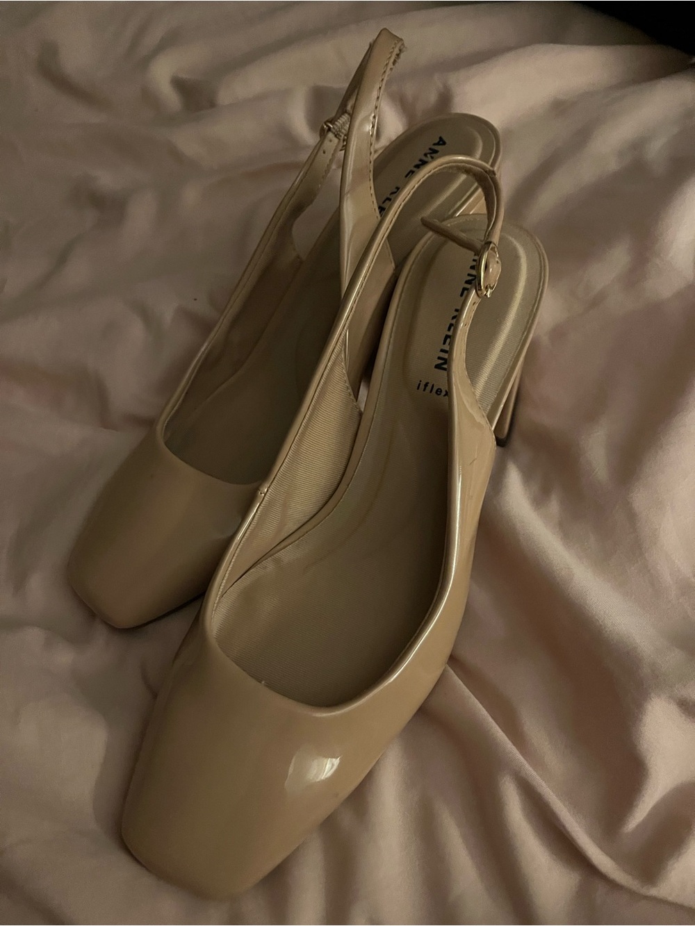 Anne Klein Nude Patent Slingback Pumps